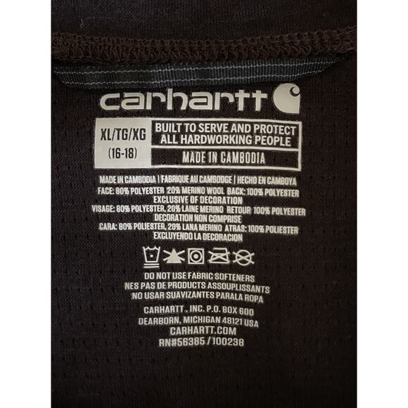 Carhartt Shirt Women's XL 16/18 Long sleeve Thumb Hole Maroon Force - Picture 9 of 9